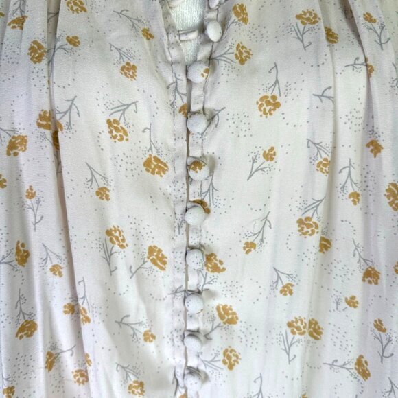 Free People Boho Romantic Flowy Floral Button Hi Low Blouse Top Shirt Size Small - Picture 5 of 13